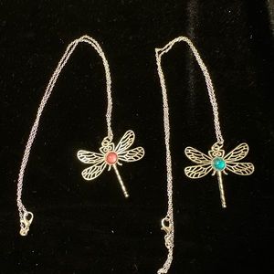 HAND PAINTED Firefly Necklace by INDIANA ARTIST SUSAN OTTINGER One of Kind blue